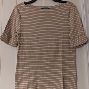 Ralph Lauren Beige Striped Short Sleeve Tee